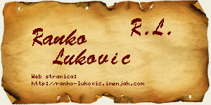 Ranko Luković vizit kartica